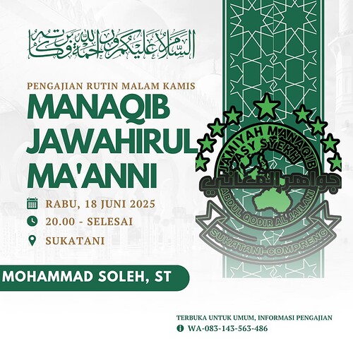 Hijau dan Putih Modern Jadwal Pengajian Islam Instagram Post
